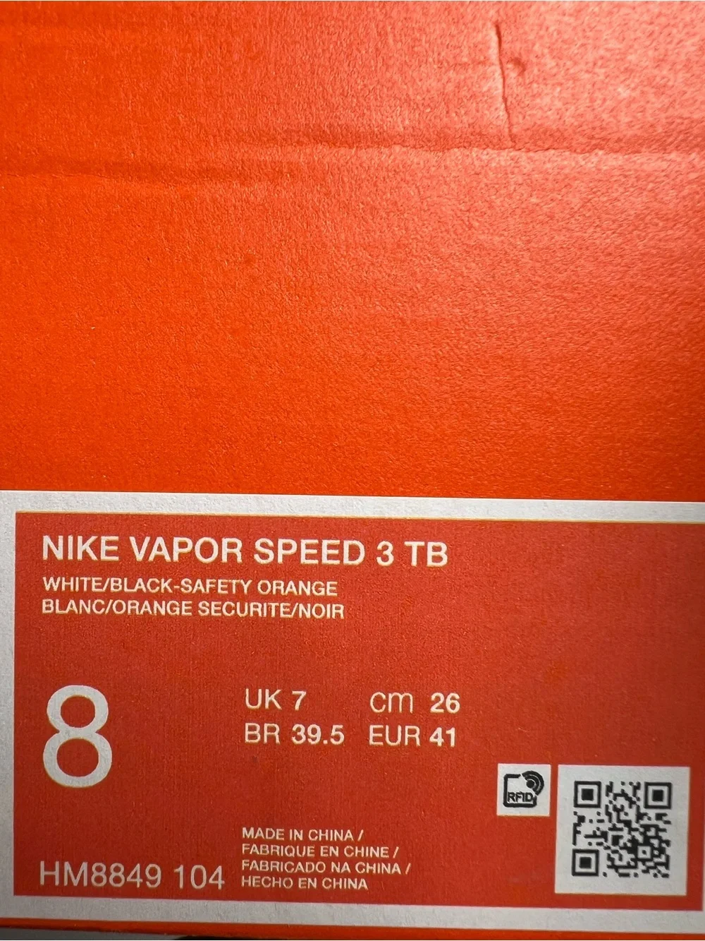 Nike Vapor Speed 3 Pro 360 Football Cleats White Orange HM8849-104 Men's Size 8